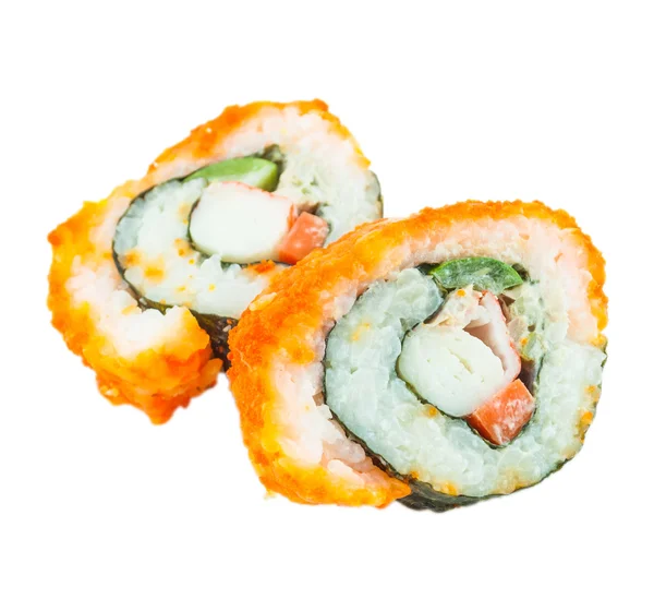 Sushi. califórnia rolo closeup isolado no fundo branco — Fotografia de Stock