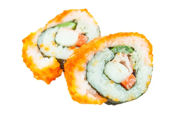 Sushi. Kalifornien Roll Nahaufnahme isoliert auf weißem Hintergrund — Stockfoto