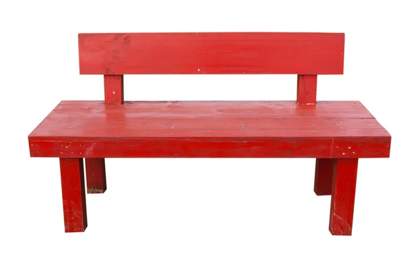 Red wooden bench isolated on white background — Stock Photo, Image