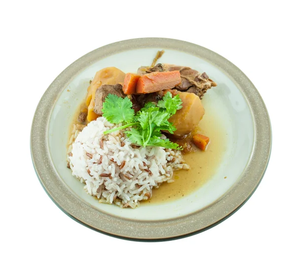 Rice chicken stew curry with sauce. — Stock Photo, Image