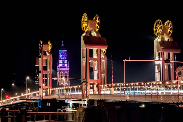 Foto Notturne Della Storica Città Kampen Overijssel Paesi Bassi Night — Foto Stock