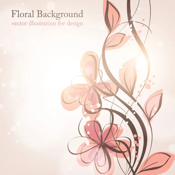 El ile tebrik vektör kartı retro tasarım çiçek, çiçek arka plan çekilmiş — Stok Vektör