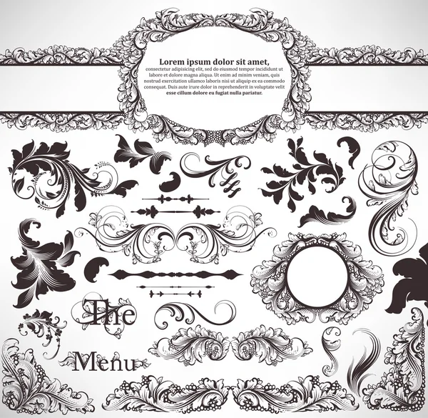 Set vectoriel : éléments de design calligraphique et décoration de page — Image vectorielle