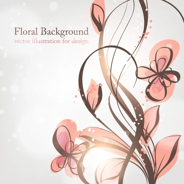 Hand Drawn floral background with flowers, greeting vector card for retro design — Stock Vector