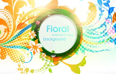 çiçek, güneş ve uğur böceği tasarlamak vektör çiçek yaz arka plan.