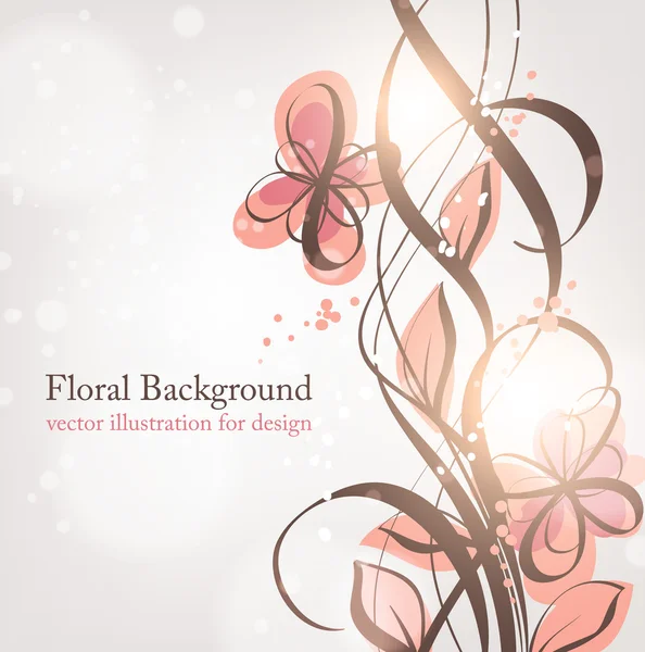 Hand Drawn floral background with flowers, greeting vector card for retro design — Stock Vector