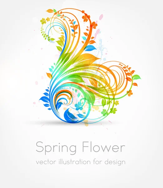 Floral summer design elements with sun shine. Flower abstract bright background for retro design — Stock Vector