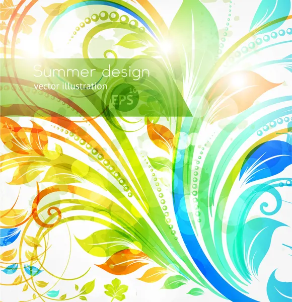 Éléments de design floral d'été avec soleil brillant — Image vectorielle