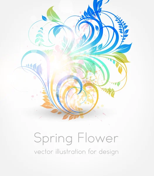 Floral design elements with sun shine. Vector Flower abstract bright background for vintage design — Stock Vector