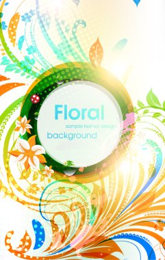 çiçek, güneş, uğur böceği, cherry ile tasarlamak vektör çiçekli yaz arka plan