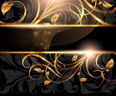 çiçek süsleme altın çerçeveli yapraklar ve çiçekler için retro tasarım