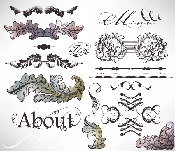 Conjunto de vectores: elementos de diseño caligráfico y decoración de página — Vector de stock