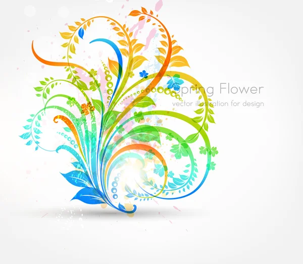 Floral summer design elements with sun shine — Stock Vector