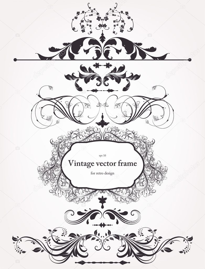 Vector set: calligraphic design elements and page decoration