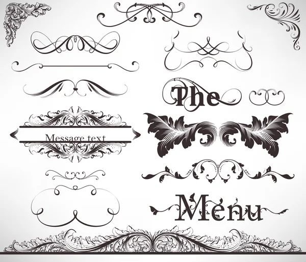 Set vettoriale: elementi di design calligrafico e decorazione della pagina — Vettoriale Stock
