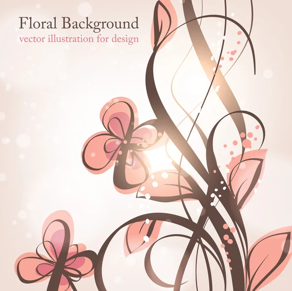 Fond floral dessiné à la main avec des fleurs, carte vectorielle de voeux pour un design rétro — Image vectorielle