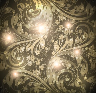 Dikişsiz duvar kağıdı deseni altın, vektör