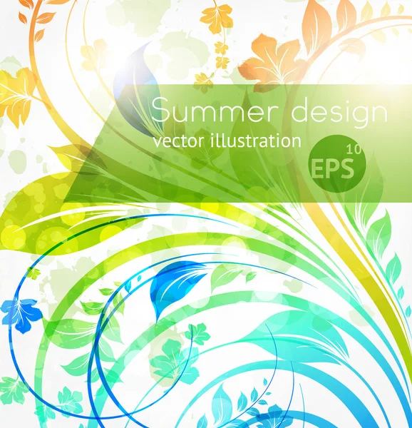 Floral summer design elements with sun shine. Vector Flower abstract bright background for vintage design — Stock Vector