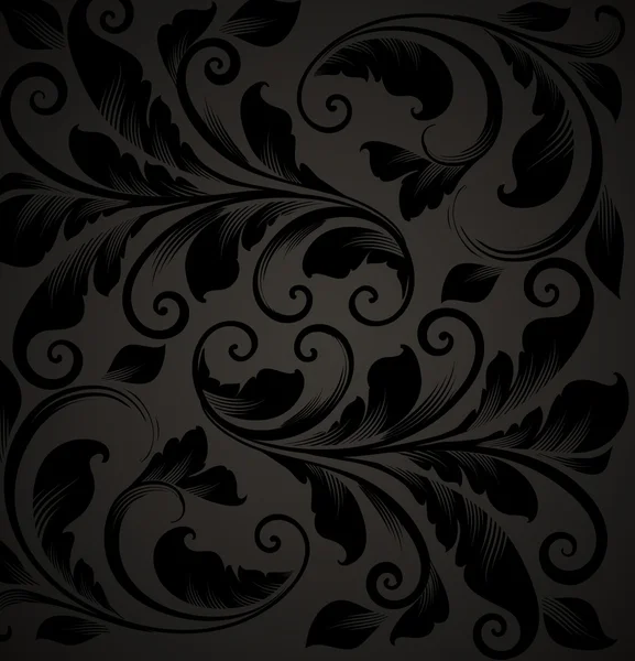 黒の壁紙デザインのための花パターンとのシームレスな花の背景 — ストックベクタ