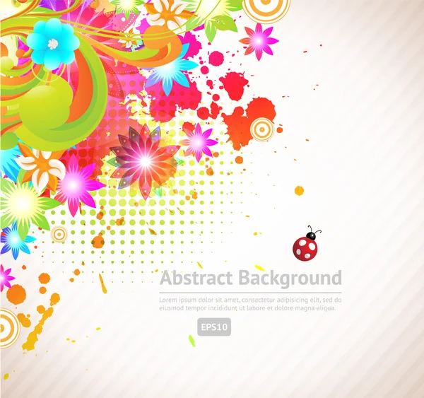 Абстрактный векторный цветочный летний фон с цветами, солнцем, ландышем, вишней — стоковый вектор