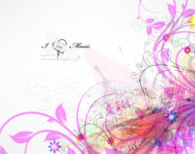 handdrawn çiçek tasarım öğeleri. Bahar müzik tasarım.