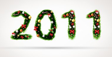 2011, vektör Noel ağacı yazı tipi
