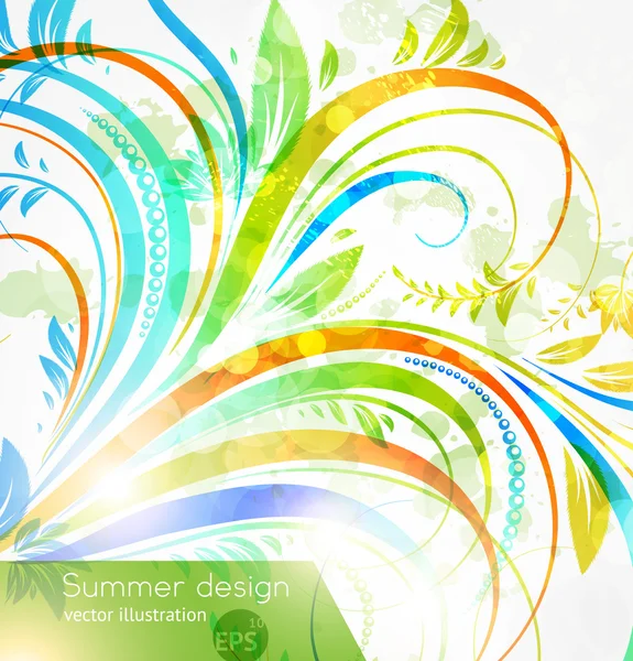 Στοιχεία σχεδιασμού floral καλοκαίρι με τον ήλιο να λάμψει — Διανυσματικό Αρχείο