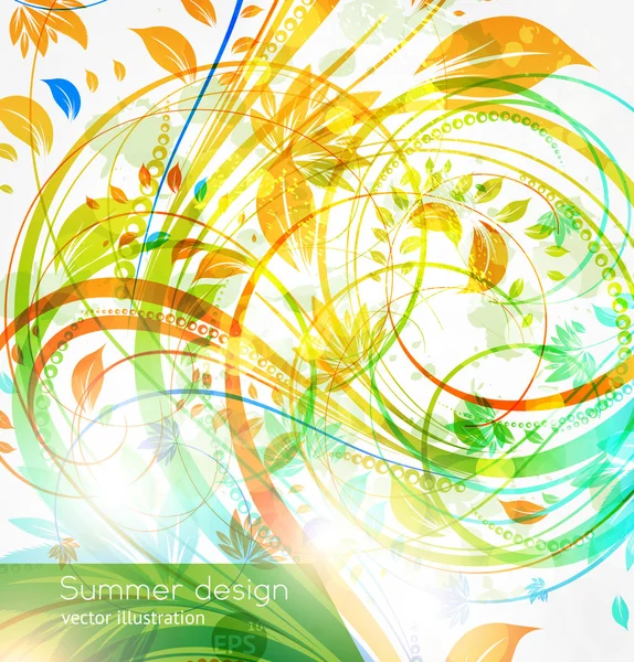 Floral summer design elements with sun shine — Stock Vector