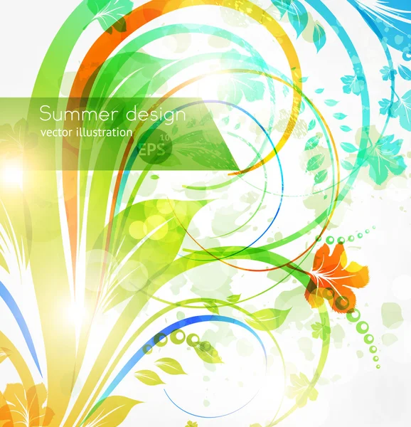 태양 빛을 가진 꽃 여름 디자인 요소 — 스톡 벡터