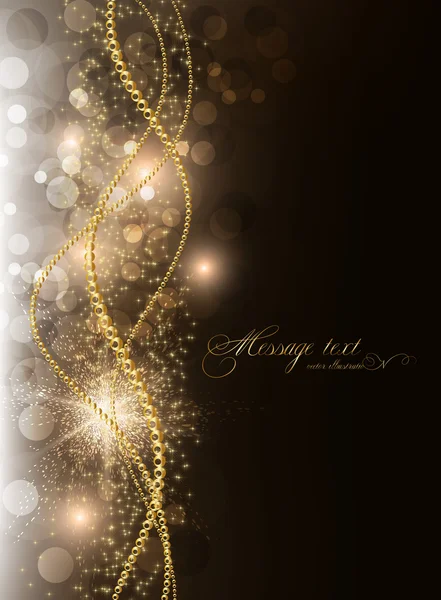 Elegante fondo mágico dorado con lugar para la invitación de texto. con estrellas, sol y chispas — Vector de stock