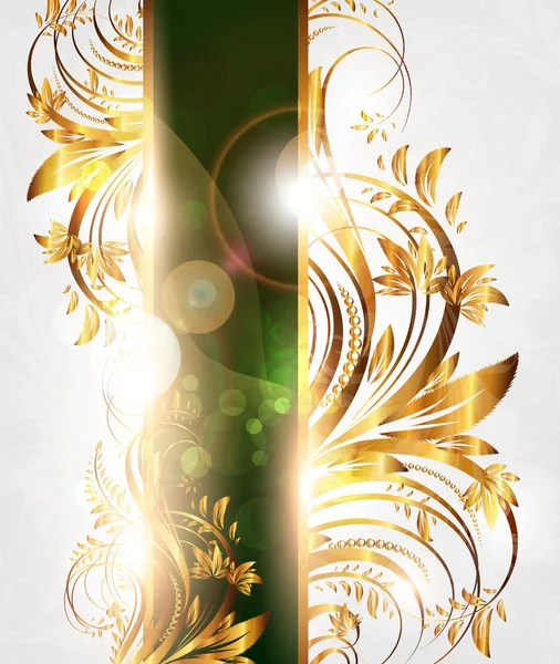 Летний векторный золотой цветочный баннер для винтажного дизайна — стоковый вектор