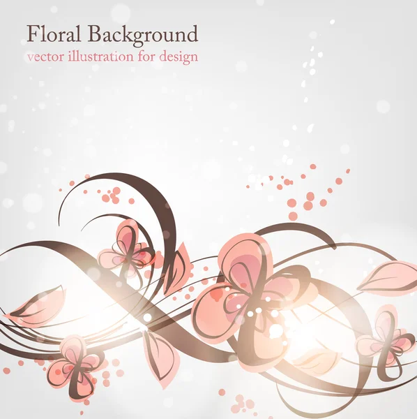 Fundo floral desenhado à mão com flores, cartão vetorial de saudação para design retro — Vetor de Stock