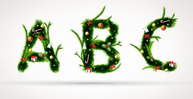 ABC, vektör Noel ağacı yazı tipi