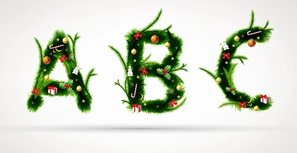 ABC, vector kerstboom lettertype — Stockvector