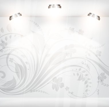 çiçek antika arka plan boş mağazası.