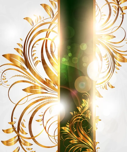 Letní bílé Zlatá karta s bezproblémovou ornament na pozadí a slunce svítí — Stockový vektor