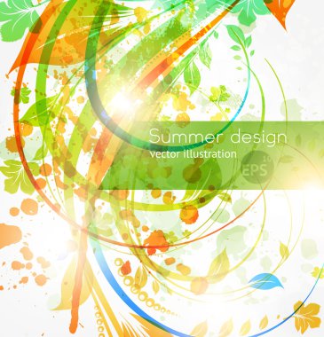 yaz çiçek tasarım öğeleri ile güneş