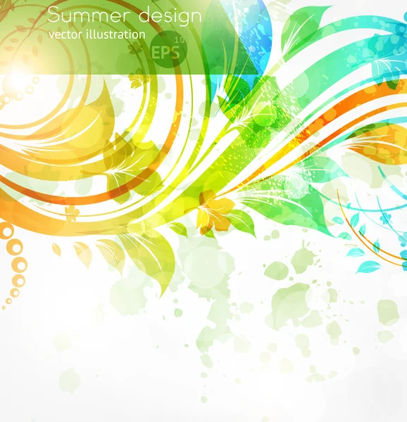 太陽の輝きを持つ花夏デザイン要素 — ストックベクタ