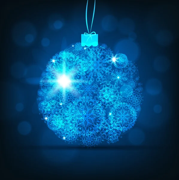 要旨冬の背景。クリスマスの抽象的なボケ。青いクリスマスの泡で — ストックベクタ