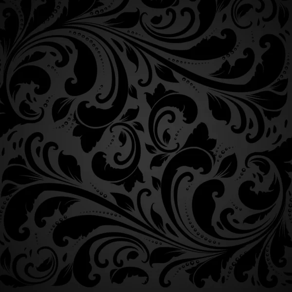 Fundo floral sem costura com padrão de flores para design de papel de parede, preto . — Vetor de Stock