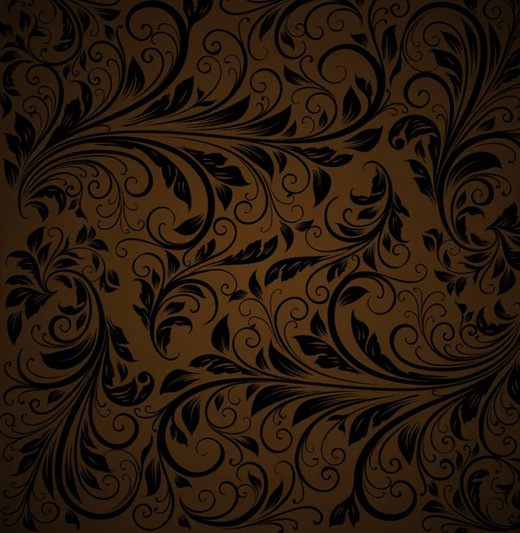 Fundo floral sem costura com padrão de flores para design de papel de parede, preto, marrom — Vetor de Stock