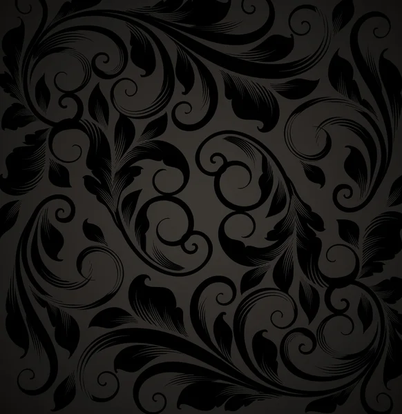 Fond floral sans couture avec motif de fleurs pour la conception de papier peint, noir, brun — Image vectorielle