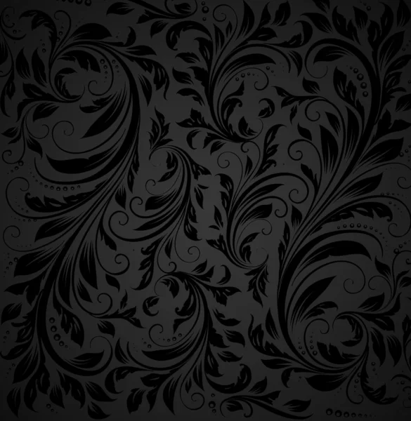 Seamless floral background with flowers pattern for wallpaper design, black. — Stock Vector