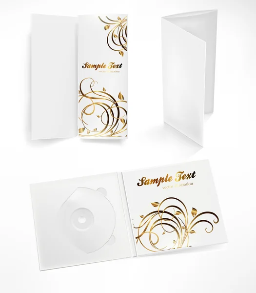 Elegante tarjeta floral y CD-box — Archivo Imágenes Vectoriales