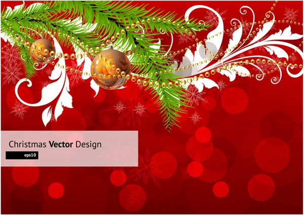 Fondo de Navidad con adornos y árbol de Navidad — Vector de stock