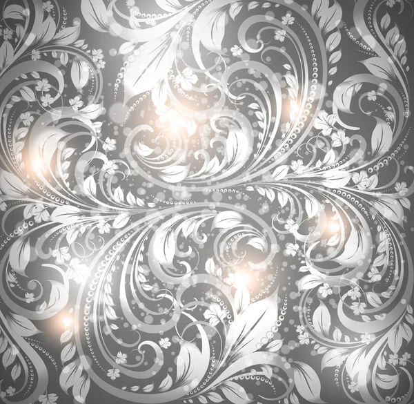 Fondo floral sin costuras con patrón de flores para el diseño de papel pintado, negro, gris — Vector de stock