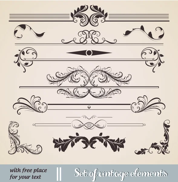 Vector set: calligraphic design elements and page decoration — Stock Vector