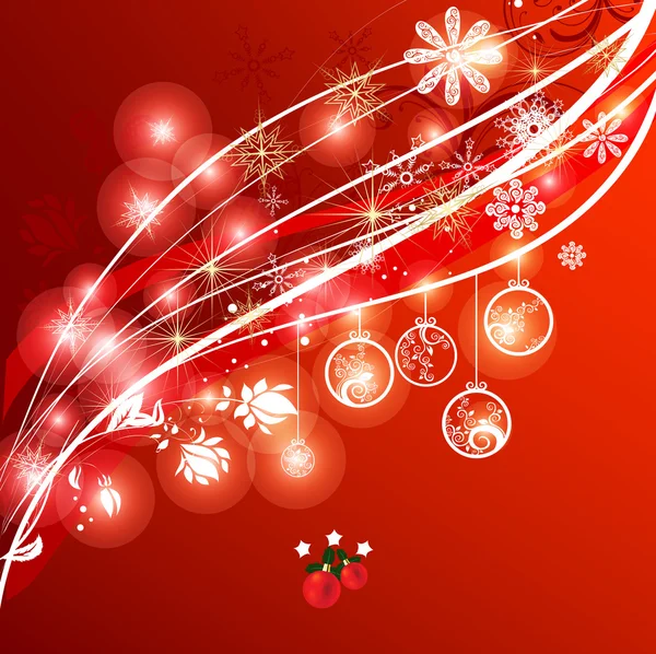 Rojo Elegante fondo de Navidad con adornos — Vector de stock