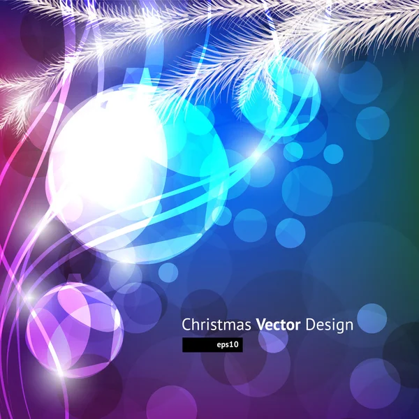 Christmas background with baubles and christmas tree Stock Vector