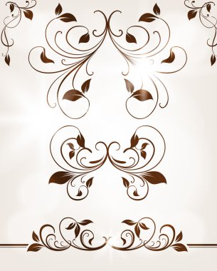 vektör seti: kaligrafik tasarım elemanları ve sayfa dekorasyonu